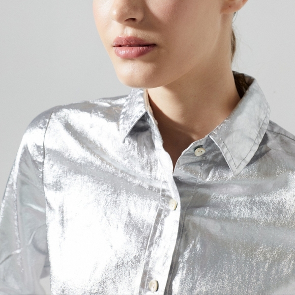San Marino Metallic Linen Shirt - New Silver - Picture 5 of 8